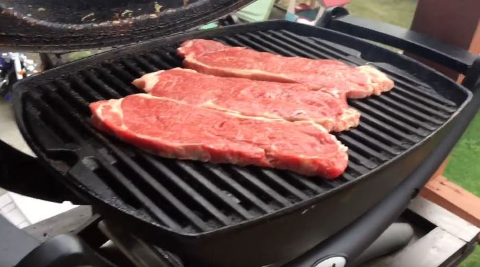 weber q1400 electric grill steaks
